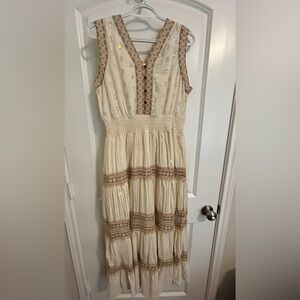 Chic Cream and Gold Maxi Dress
